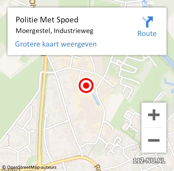 Locatie op kaart van de 112 melding: Politie Met Spoed Naar Moergestel, Industrieweg op 27 september 2022 17:14