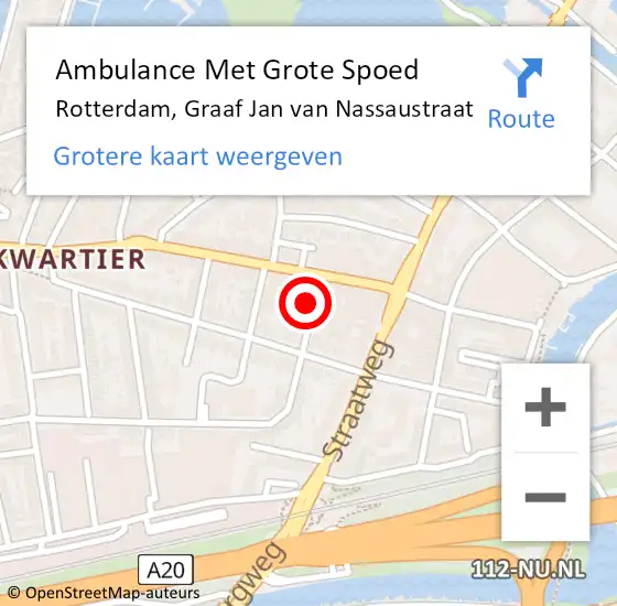 Locatie op kaart van de 112 melding: Ambulance Met Grote Spoed Naar Rotterdam, Graaf Jan van Nassaustraat op 27 september 2022 18:41