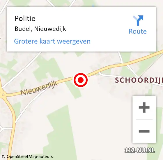 Locatie op kaart van de 112 melding: Politie Budel, Nieuwedijk op 27 september 2022 19:40