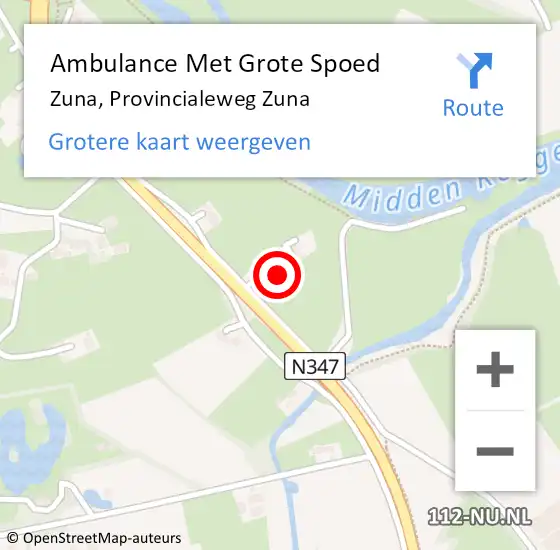 Locatie op kaart van de 112 melding: Ambulance Met Grote Spoed Naar Zuna, Provincialeweg Zuna op 27 september 2022 20:51
