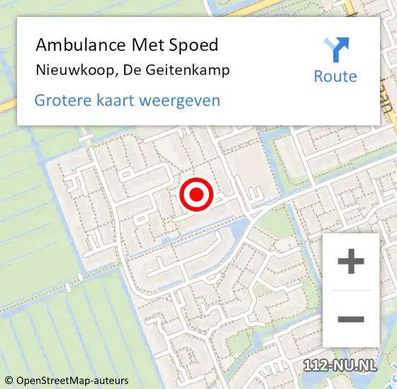 Locatie op kaart van de 112 melding: Ambulance Met Spoed Naar Nieuwkoop, De Geitenkamp op 28 september 2022 04:41