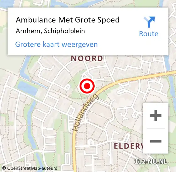 Locatie op kaart van de 112 melding: Ambulance Met Grote Spoed Naar Arnhem, Schipholplein op 28 september 2022 05:59