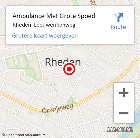 Locatie op kaart van de 112 melding: Ambulance Met Grote Spoed Naar Rheden, Leeuwerikenweg op 28 september 2022 09:45