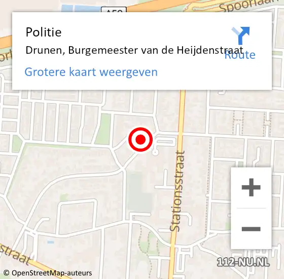 Locatie op kaart van de 112 melding: Politie Drunen, Burgemeester van de Heijdenstraat op 28 september 2022 09:51