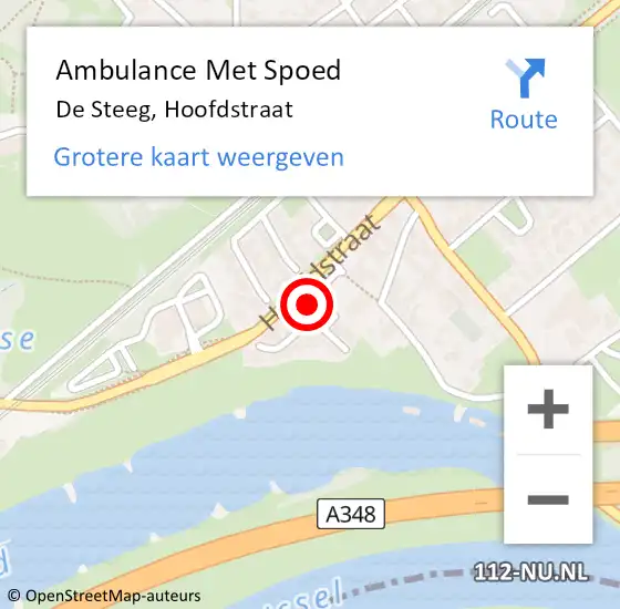Locatie op kaart van de 112 melding: Ambulance Met Spoed Naar De Steeg, Hoofdstraat op 28 september 2022 11:03