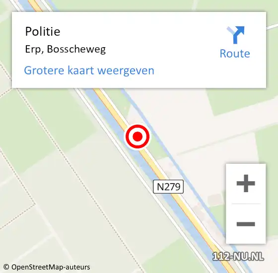 Locatie op kaart van de 112 melding: Politie Erp, Bosscheweg op 28 september 2022 12:41