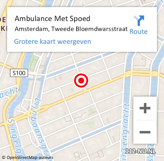 Locatie op kaart van de 112 melding: Ambulance Met Spoed Naar Amsterdam, Tweede Bloemdwarsstraat op 28 september 2022 12:46