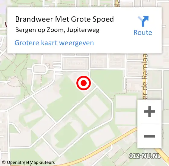 Locatie op kaart van de 112 melding: Brandweer Met Grote Spoed Naar Bergen op Zoom, Jupiterweg op 28 september 2022 13:26