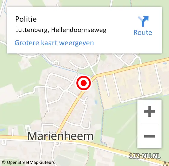Locatie op kaart van de 112 melding: Politie Luttenberg, Hellendoornseweg op 28 september 2022 17:08
