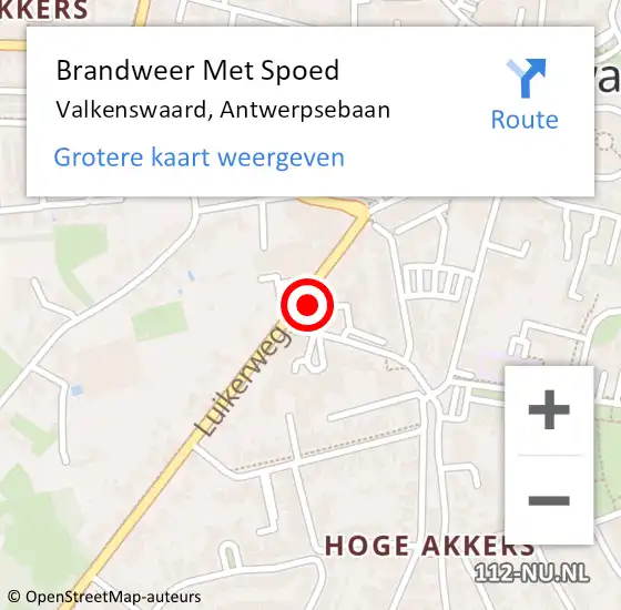 Locatie op kaart van de 112 melding: Brandweer Met Spoed Naar Valkenswaard, Antwerpsebaan op 28 september 2022 17:26