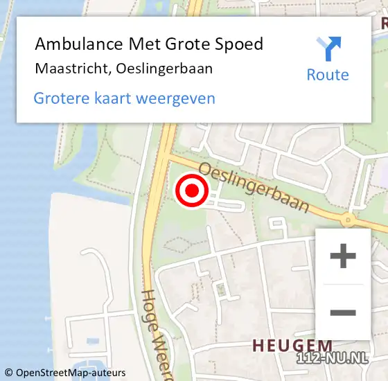 Locatie op kaart van de 112 melding: Ambulance Met Grote Spoed Naar Maastricht, Oeslingerbaan op 28 september 2022 17:35