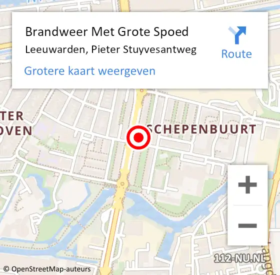 Locatie op kaart van de 112 melding: Brandweer Met Grote Spoed Naar Leeuwarden, Pieter Stuyvesantweg op 28 september 2022 18:12