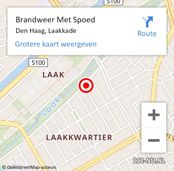 Locatie op kaart van de 112 melding: Brandweer Met Spoed Naar Den Haag, Laakkade op 28 september 2022 18:25