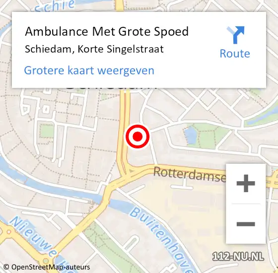 Locatie op kaart van de 112 melding: Ambulance Met Grote Spoed Naar Schiedam, Korte Singelstraat op 28 september 2022 20:37