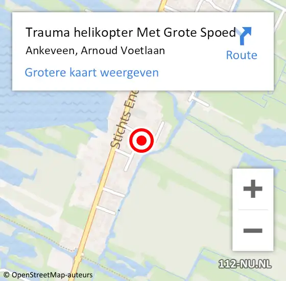 Locatie op kaart van de 112 melding: Trauma helikopter Met Grote Spoed Naar Ankeveen, Arnoud Voetlaan op 28 september 2022 21:09