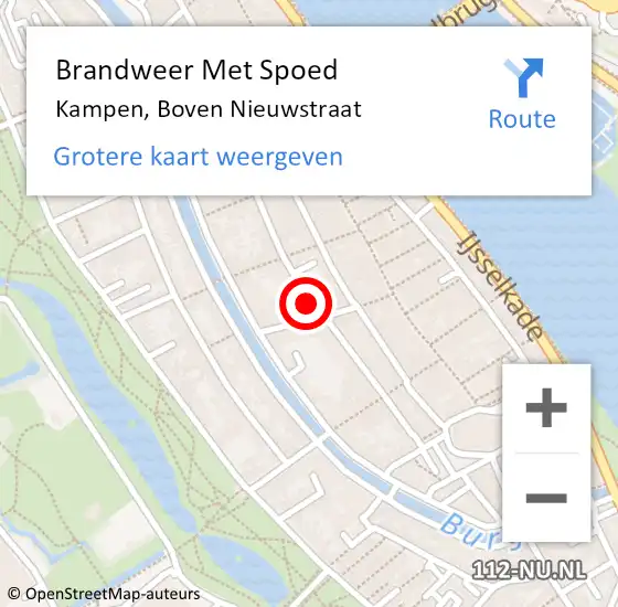 Locatie op kaart van de 112 melding: Brandweer Met Spoed Naar Kampen, Boven Nieuwstraat op 29 september 2022 02:13