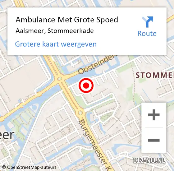 Locatie op kaart van de 112 melding: Ambulance Met Grote Spoed Naar Aalsmeer, Stommeerkade op 29 september 2022 04:17