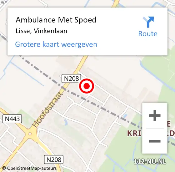 Locatie op kaart van de 112 melding: Ambulance Met Spoed Naar Lisse, Vinkenlaan op 29 september 2022 05:06