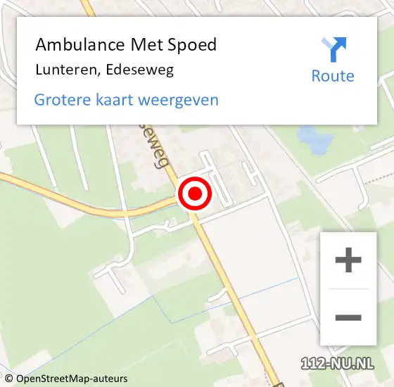 Locatie op kaart van de 112 melding: Ambulance Met Spoed Naar Lunteren, Edeseweg op 29 september 2022 08:14
