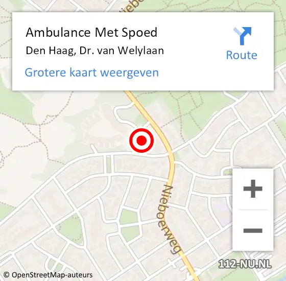 Locatie op kaart van de 112 melding: Ambulance Met Spoed Naar Den Haag, Dr. van Welylaan op 29 september 2022 09:05