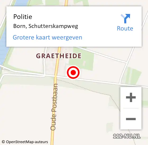 Locatie op kaart van de 112 melding: Politie Born, Schutterskampweg op 29 september 2022 10:26
