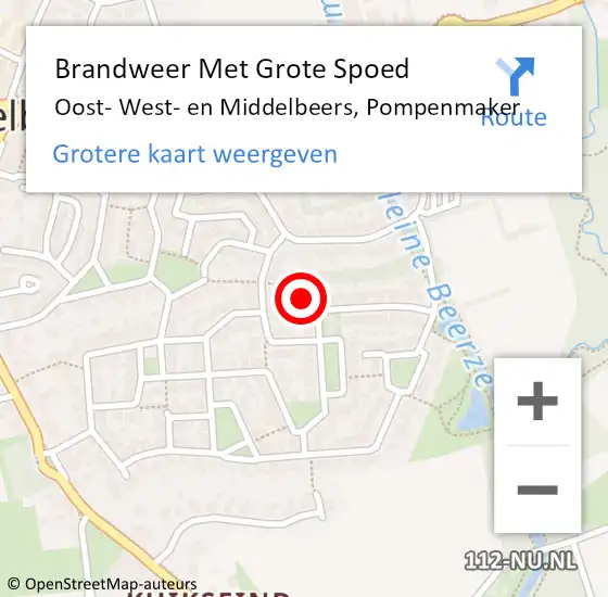 Locatie op kaart van de 112 melding: Brandweer Met Grote Spoed Naar Oost- West- en Middelbeers, Pompenmaker op 29 september 2022 11:06