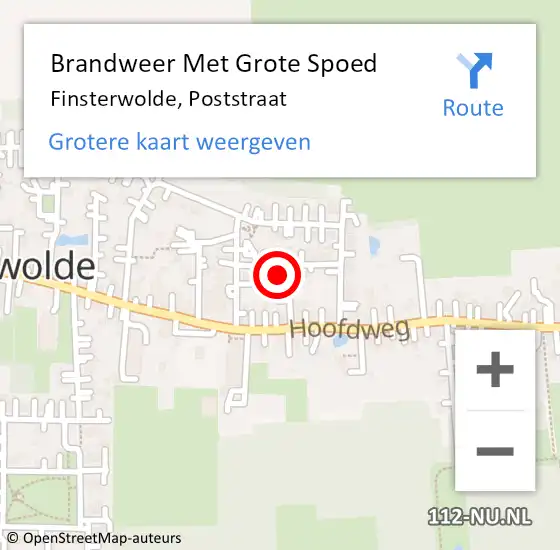 Locatie op kaart van de 112 melding: Brandweer Met Grote Spoed Naar Finsterwolde, Poststraat op 29 september 2022 11:34