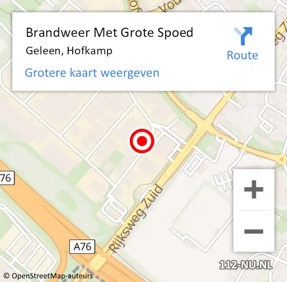 Locatie op kaart van de 112 melding: Brandweer Met Grote Spoed Naar Geleen, Hofkamp op 29 september 2022 15:12