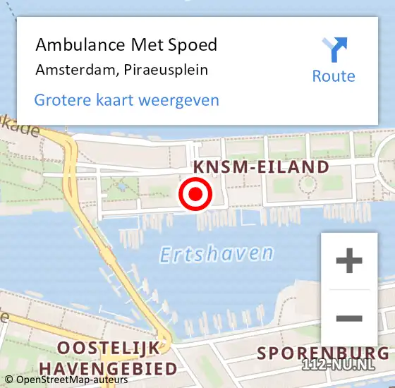 Locatie op kaart van de 112 melding: Ambulance Met Spoed Naar Amsterdam, Piraeusplein op 29 september 2022 15:29
