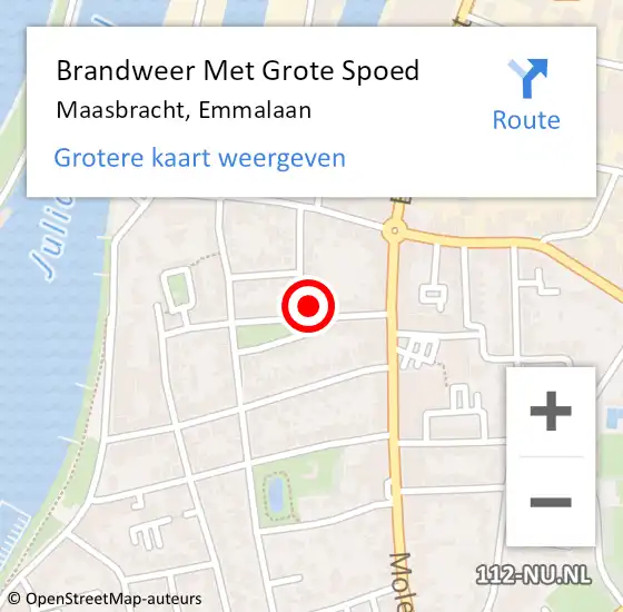 Locatie op kaart van de 112 melding: Brandweer Met Grote Spoed Naar Maasbracht, Emmalaan op 29 september 2022 16:02