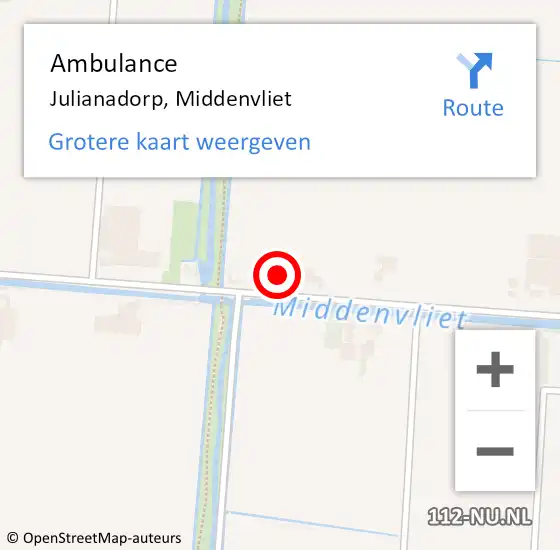 Locatie op kaart van de 112 melding: Ambulance Julianadorp, Middenvliet op 29 september 2022 16:26