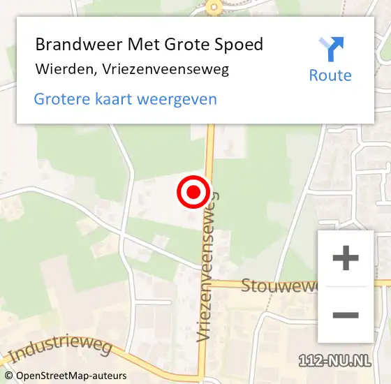 Locatie op kaart van de 112 melding: Brandweer Met Grote Spoed Naar Wierden, Vriezenveenseweg op 29 september 2022 19:01