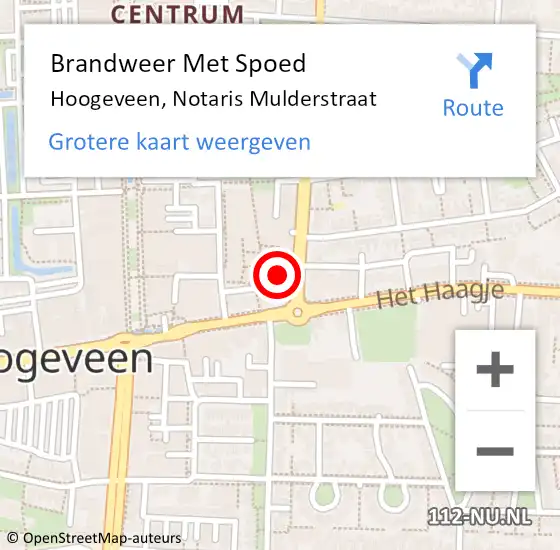 Locatie op kaart van de 112 melding: Brandweer Met Spoed Naar Hoogeveen, Notaris Mulderstraat op 29 september 2022 19:38