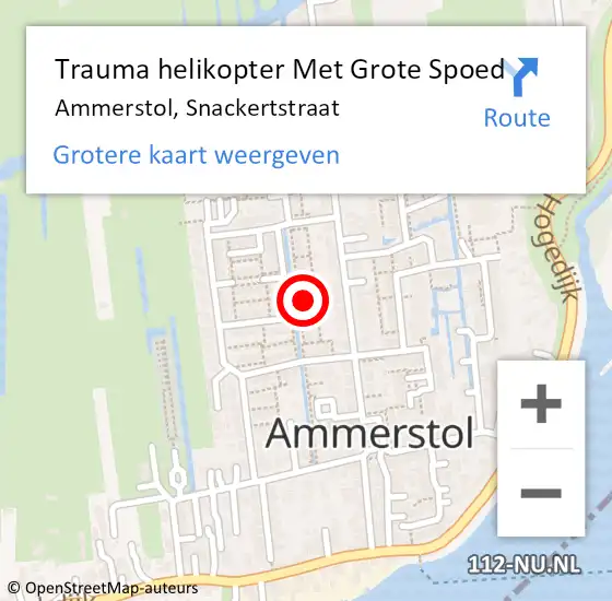 Locatie op kaart van de 112 melding: Trauma helikopter Met Grote Spoed Naar Ammerstol, Snackertstraat op 29 september 2022 20:09