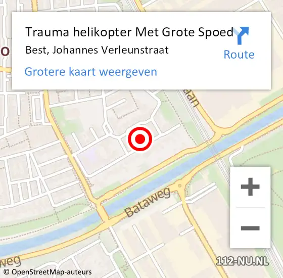 Locatie op kaart van de 112 melding: Trauma helikopter Met Grote Spoed Naar Best, Johannes Verleunstraat op 29 september 2022 21:05
