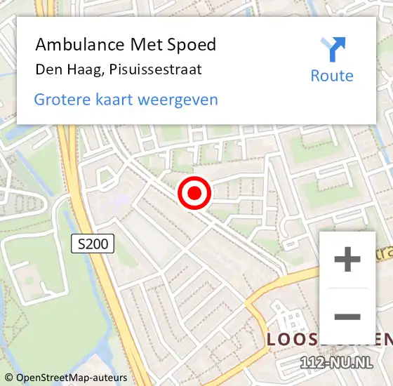 Locatie op kaart van de 112 melding: Ambulance Met Spoed Naar Den Haag, Pisuissestraat op 30 september 2022 03:23