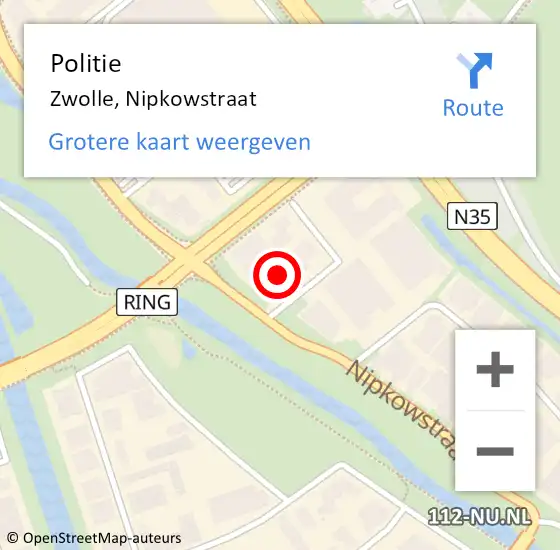 Locatie op kaart van de 112 melding: Politie Zwolle, Nipkowstraat op 30 september 2022 06:34