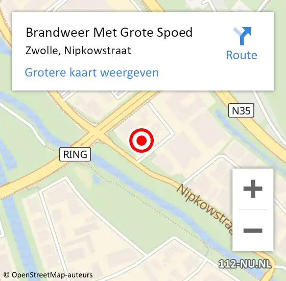 Locatie op kaart van de 112 melding: Brandweer Met Grote Spoed Naar Zwolle, Nipkowstraat op 30 september 2022 06:35