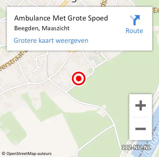Locatie op kaart van de 112 melding: Ambulance Met Grote Spoed Naar Beegden, Maaszicht op 30 juli 2014 22:58