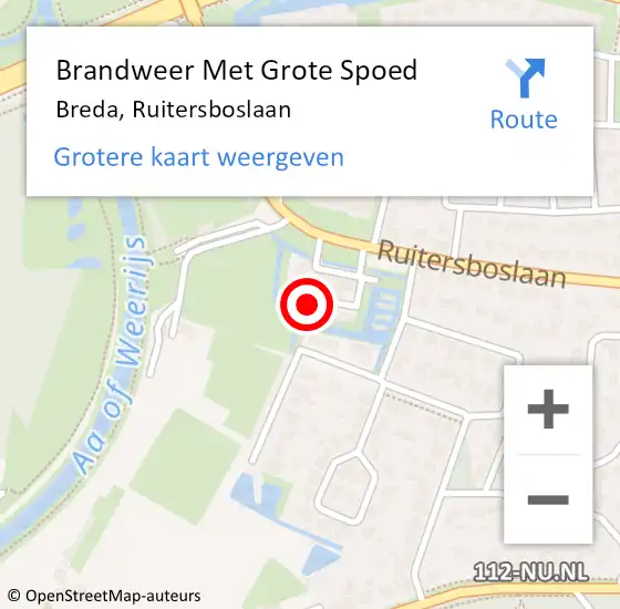 Locatie op kaart van de 112 melding: Brandweer Met Grote Spoed Naar Breda, Ruitersboslaan op 30 september 2022 11:14