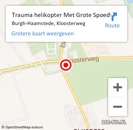 Locatie op kaart van de 112 melding: Trauma helikopter Met Grote Spoed Naar Burgh-Haamstede, Kloosterweg op 30 september 2022 11:24