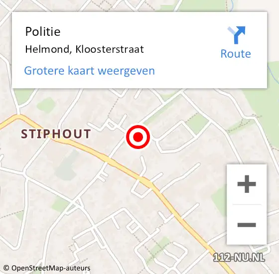 Locatie op kaart van de 112 melding: Politie Helmond, Kloosterstraat op 30 september 2022 12:53