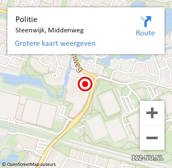Locatie op kaart van de 112 melding: Politie Steenwijk, Middenweg op 30 september 2022 13:43