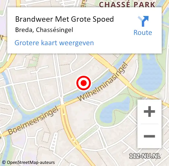 Locatie op kaart van de 112 melding: Brandweer Met Grote Spoed Naar Breda, Chassésingel op 30 september 2022 14:05