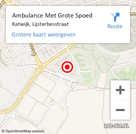 Locatie op kaart van de 112 melding: Ambulance Met Grote Spoed Naar Katwijk, Lijsterbesstraat op 30 september 2022 14:37