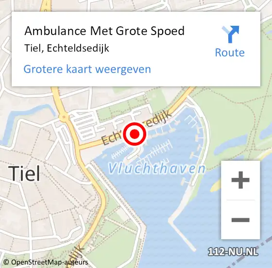 Locatie op kaart van de 112 melding: Ambulance Met Grote Spoed Naar Tiel, Echteldsedijk op 30 september 2022 15:38