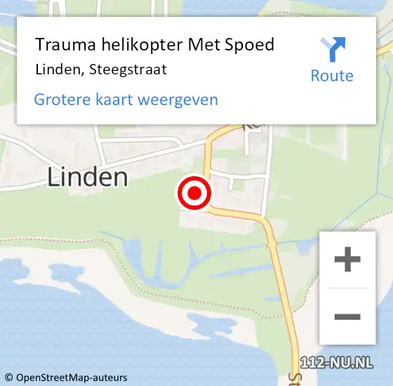 Locatie op kaart van de 112 melding: Trauma helikopter Met Spoed Naar Linden, Steegstraat op 30 september 2022 16:01