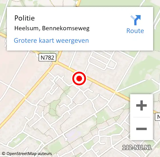 Locatie op kaart van de 112 melding: Politie Heelsum, Bennekomseweg op 30 september 2022 16:08