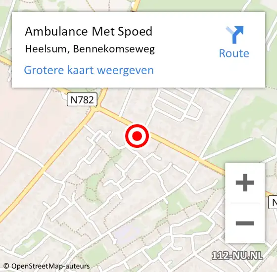 Locatie op kaart van de 112 melding: Ambulance Met Spoed Naar Heelsum, Bennekomseweg op 30 september 2022 16:22