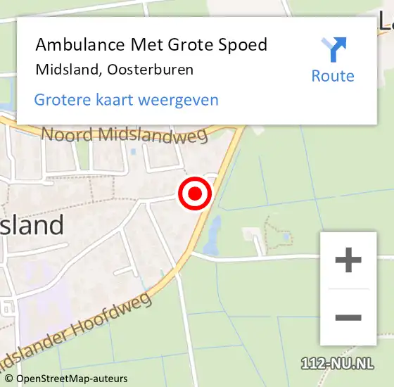 Locatie op kaart van de 112 melding: Ambulance Met Grote Spoed Naar Midsland, Oosterburen op 31 juli 2014 01:07